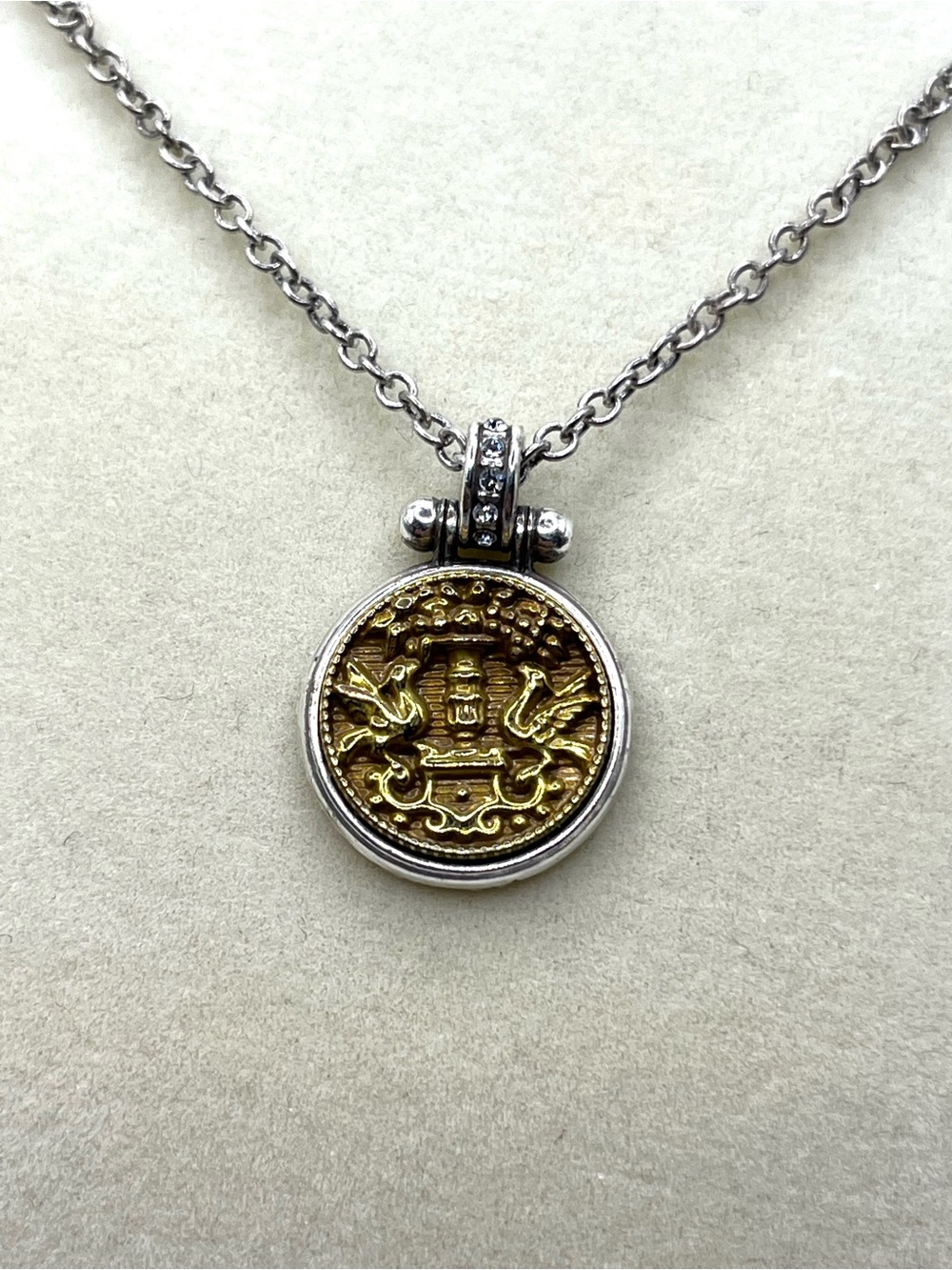 Brighton Lucia Two-Tone Gold and Silver Crest Pendant  Necklace True Beauty